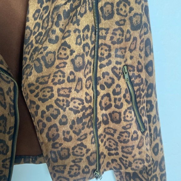 Leopard Animal Print Hipster Hippie Artsy Trendy Winter Hip Moto Jacket Coat - Picture 5 of 6